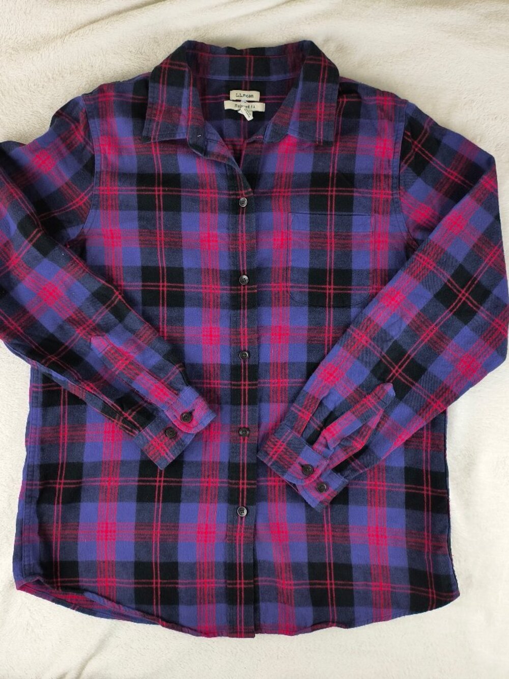 L.L. Bean Flannel Shirt Relaxed Fit Purple Red Women's Medium